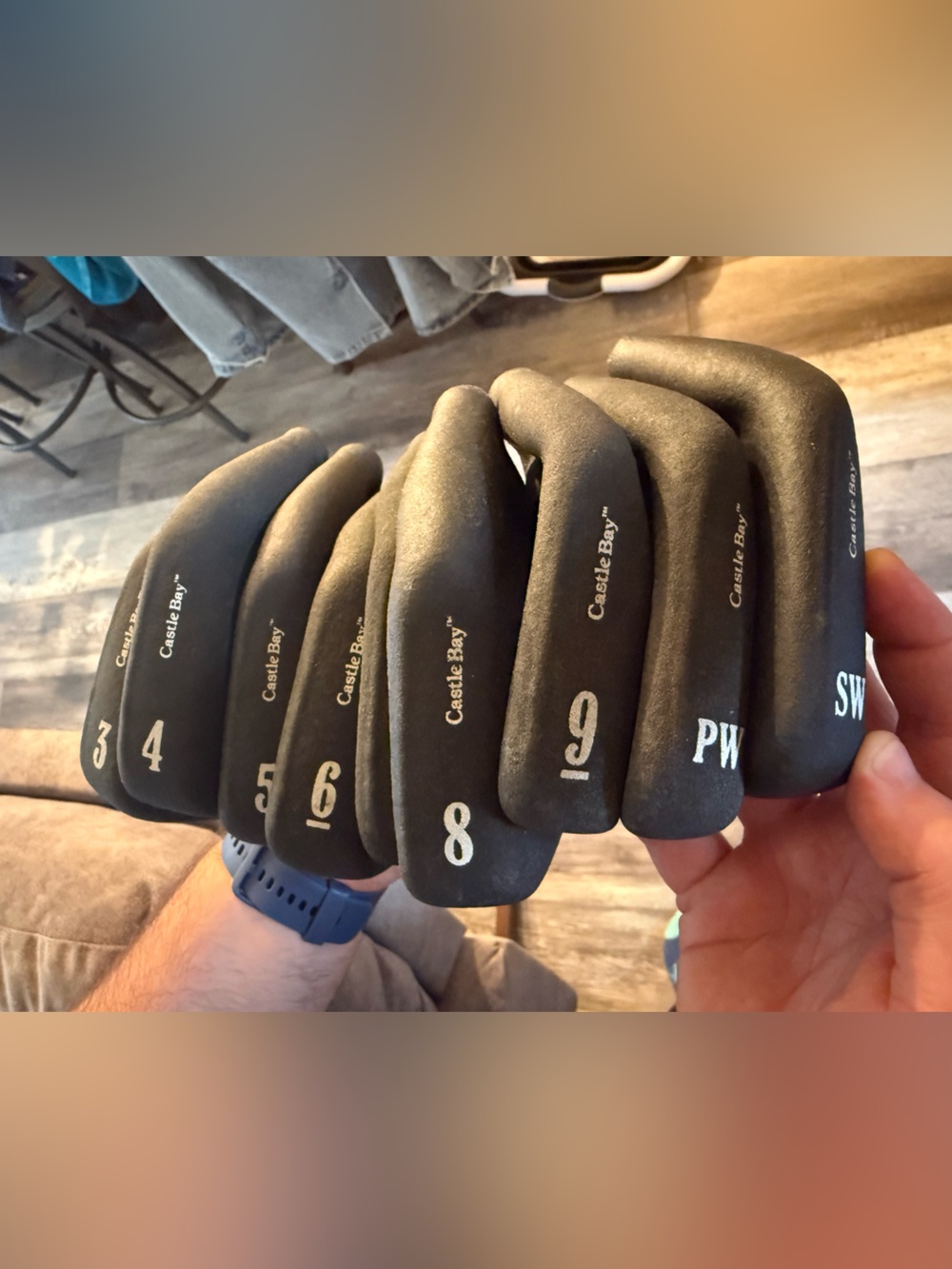 Castle Bay Black Golf Iron Headcovers Set - Numbers 2-9, PW, SW Right Handed